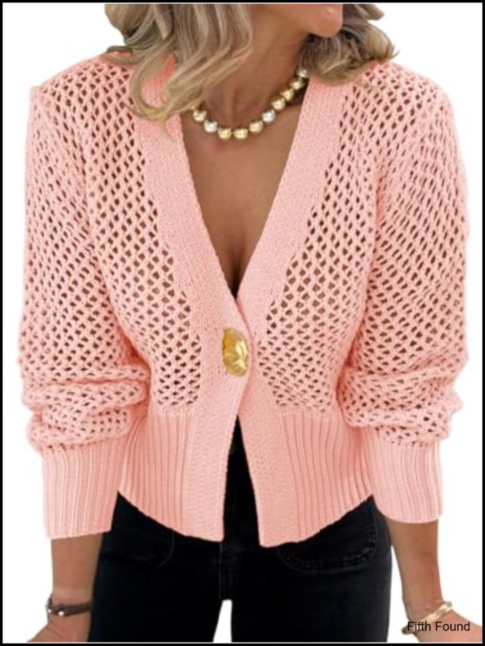 Cropped Crochet Cardigan Mesh Knit Sweater Cover Up Button Down Long Sleeve